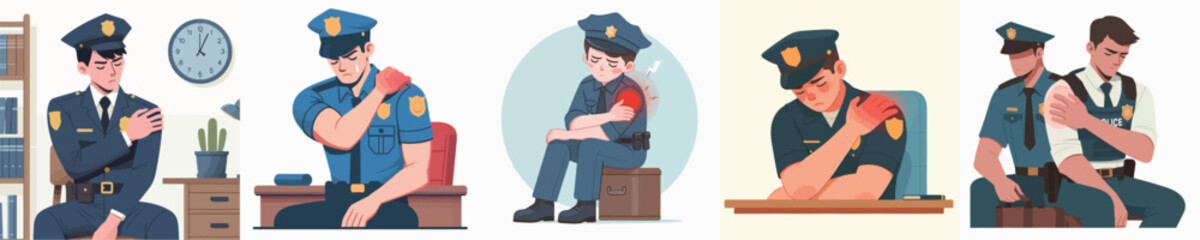 shoulder pain police character vector