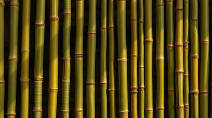 Green Bamboo Stalks Arranged Vertically Natural Background