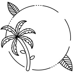 Fototapeta premium Circular Floral Leaf Frame Icon