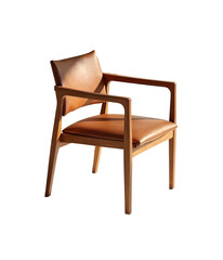 Top view of wooden and leather modern dining chair

