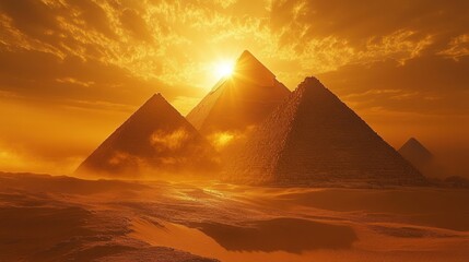 Giza Pyramids Sunset: Majestic Monuments of Ancient Egypt