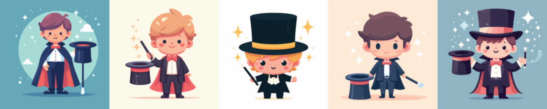 little boy character vector in magician costume