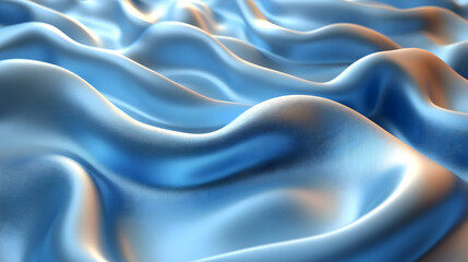Obraz premium Abstract Blue Fabric Texture with Smooth Waves and Shiny Surface