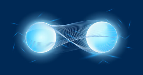 Futuristic Glowing Particles in Quantum Field Illustration in Vector Art