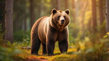 "Powerful Brown Grizzly Bear in Forest – Wildlife Nature Photography"