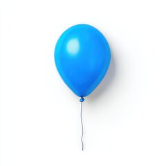 Blue balloon with string isolated on white background