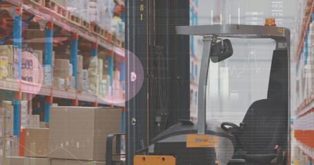 Image of financial data processing over warehouse