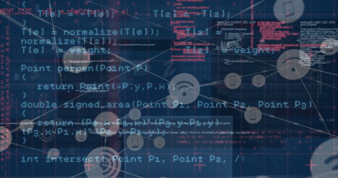 Image of digital interface and network of connections over hacker - Powered by Adobe