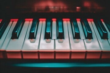 Illuminated Piano Keys A Close Up View