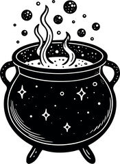 Potion Cauldron With Bubbling Brew