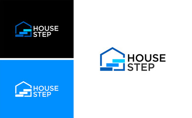 House step growth company. contractor home logo vector.real estate financial business agent broker mortgage  design.realtor home lender housing renovation template.capital home succes logo vector 