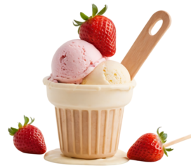 Vanila popsicle ice cream with strawberry sauce wooden stick isolated on transparent background,closeup, slice, cream, isolated, jam, pastry, plate, snack, strawberry, 213