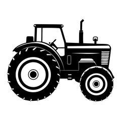 Farm tractor, black silhouette Idea for logo design isolated on a transparent background
