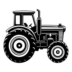 Farm tractor, black silhouette Idea for logo design isolated on a transparent background