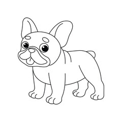 French bulldog  hand drawn coloring page line artwork for kids