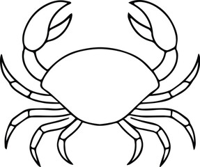 WebCrab silhouette, Black silhouette crab on a white background, Vector hand drawn kids illustration, Sea ocean, Underwater world 