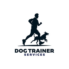 Silhouette Of Man And Dog, dog trainer logo