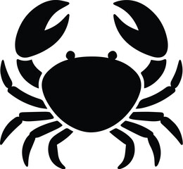 WebCrab silhouette, Black silhouette crab on a white background, Vector hand drawn kids illustration, Sea ocean, Underwater world 