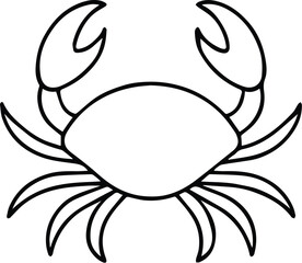 WebCrab silhouette, Black silhouette crab on a white background, Vector hand drawn kids illustration, Sea ocean, Underwater world 
