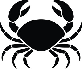 WebCrab silhouette, Black silhouette crab on a white background, Vector hand drawn kids illustration, Sea ocean, Underwater world 