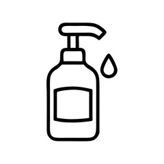 Hand sanitizer bottle with dispensing pump, icon, vector  