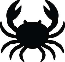 WebCrab silhouette, Black silhouette crab on a white background, Vector hand drawn kids illustration, Sea ocean, Underwater world 