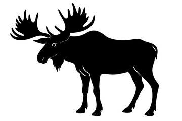 Majestic moose silhouette vector art north american wildlife iconography design, moose, silhouette, vector, animal, wildlife, nature, mammal, herbivore, antler, north america, canadian, forest, park