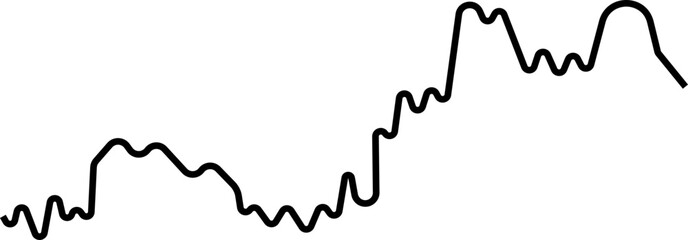 Chart with smooth wavy lines rising sharply, representing a trend with arrow-like movement.