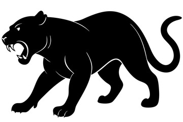 Naklejka premium Panther silhouette image vector black cat wildlife animal shape design,panther, black, silhouette, animal, cat, wildlife, predator, mammal, feline, design, vector, graphic, illustration, shape