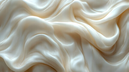 Obraz premium Cream Beige Silk Fabric Texture: Smooth Waves and Draped Swirls