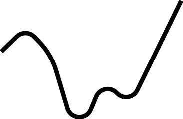 Smooth line chart formed by a rounded path that rises in stepped segments.