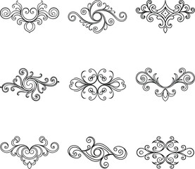 baroque swirl ornament set 
