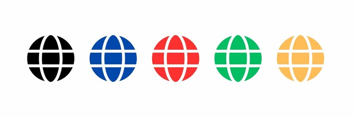 Globe icon, icon of globe, surf boards set