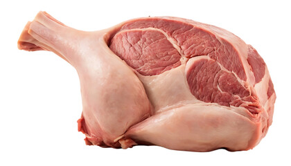 Raw whole lamb leg isolated on transparent background,epicure, muscle, preparation, bone, fat, lamb, leg, meat, sheep, cookery, cut, raw, thigh, uncooked, white, whole, chop, 43