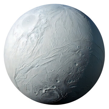 Enceladus moon isolated on a transparent background