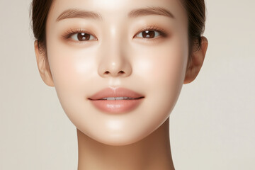 Close-up of woman with flawless complexion