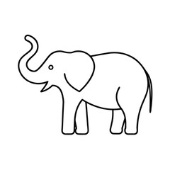 elephant raised trunk minimal line art vector