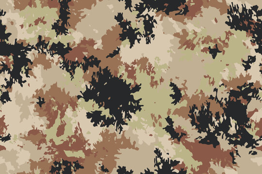 Abstract digital camouflage pattern in six colors. Vector pixel camouflage background. Hunting camouflage for hunting and military purposes. Chocolatechip camouflage
