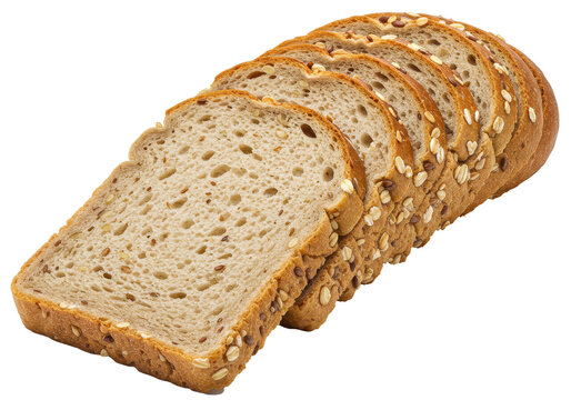 Rustic sliced bread rests on black abyss grains glisten