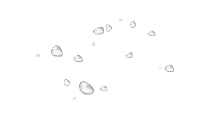 Realistic water drops on a transparent background, condensation on the surface with light reflection and shadow, vector, png, 3D effect.	
