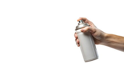 hand using white spray isolated on white background PNG. GENERATIVE AI