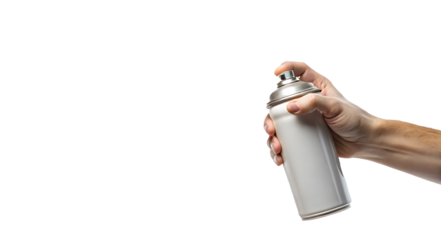 hand using white spray isolated on white background PNG. GENERATIVE AI