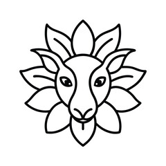 floral animal head fusion line art vector