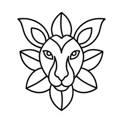 floral animal head fusion line art vector