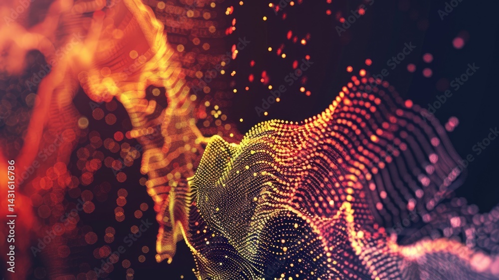 Poster abstract glowing vibrant color network connections on a dark background. abstract image of energetic
