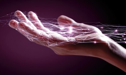 Hand with digital network