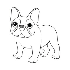 French bulldog  hand drawn coloring page line artwork for kids
