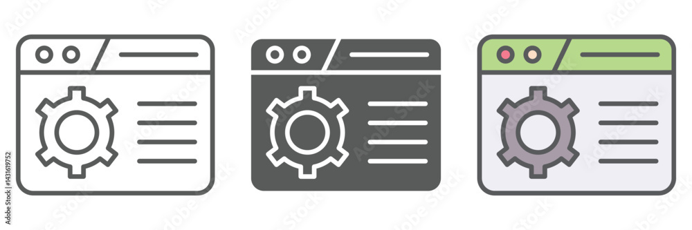 Poster automation icons set – vector illustrations in multiple styles