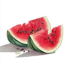 Two Slices of Watermelon on Gray Surface