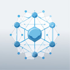 Abstract molecular structure with blue particle